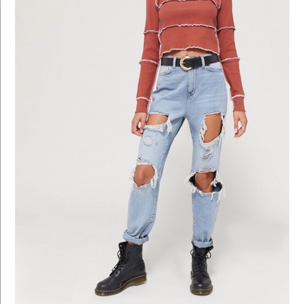 BDG High-Rise Destroyed Light Wash Mom Jean